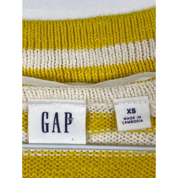 Gap Women Yellow Stripes Knit Sweater V Neck Size XS - Picture 3 of 9